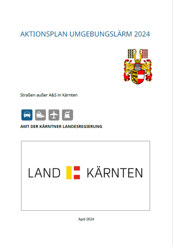 Titelseite des Aktionsplans Umgebungslärm des Landes Kärnten