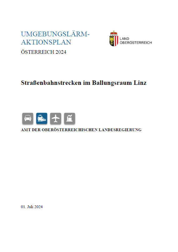 Umgebungslärm-Aktionsplan 2024 für Straßenbahnen im Ballungsraum Linz