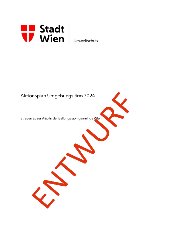 Titelseite des Aktionsplans des Landes Wien für Straßen mit dem Wasserzeichen "Entwurf"