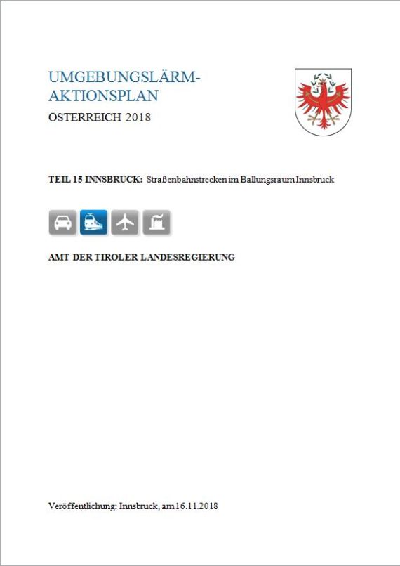 Umgebungslärm Aktionsplan Teil 15 Innsbruck - Titelblatt