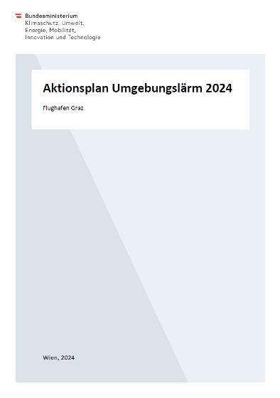 Titelseite des Umgebungslärm Aktionsplans 2024 für den Flughafen Graz