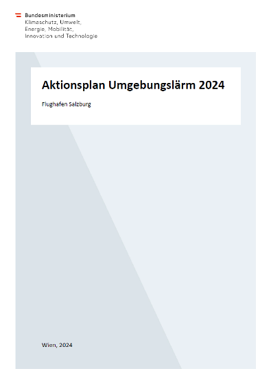 Titelseite des Umgebungslärm Aktionsplans 2024 für den Flughafen Salzburg