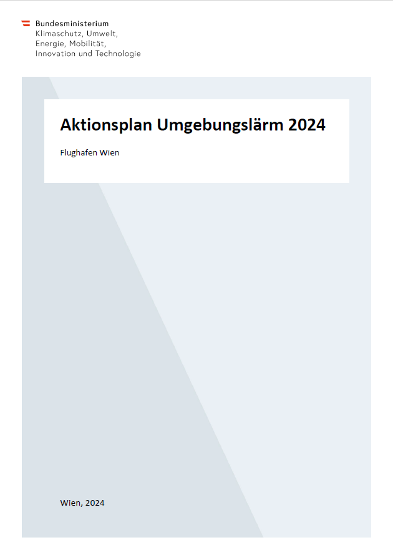 Titelseite des Umgebungslärm Aktionsplans 2024 für den Flughafen Wien