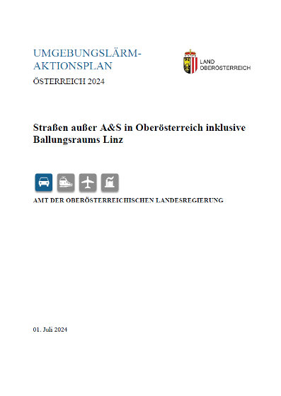 Titelseite des Umgebungslärm-Aktionsplans 2024 für Straßen in Oberösterreich