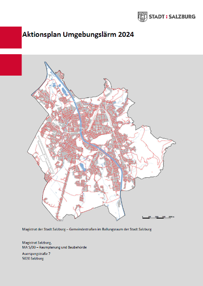 Titelseite des Aktionsplans Umgebungslärm für Gemeindestraßen in der Stadt Salzburg