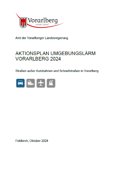 Titelseite des Aktionsplans Umgebungslärm 2024 für Straßen in Vorarlberg
