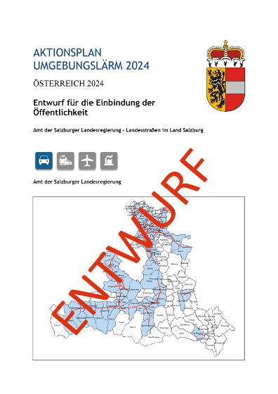 Titelseite des Aktionsplans des Landes Salzburg mit dem Wasserzeichen "Entwurf"