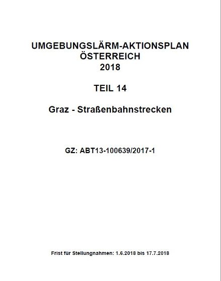 Umgebungslärm Aktionsplan Teil 14 Graz - Titelblatt