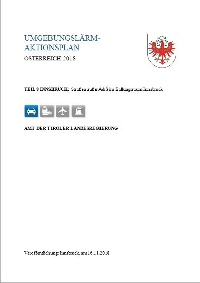 Umgebungslärm Aktionsplan Teil 8 Innsbruck - Titelblatt