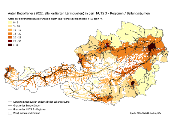Anteil Betroffene nach NUTS 3 - Regionen bzw. Ballungsräumen